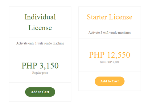 Software License-Piso Wifi Vending Machine